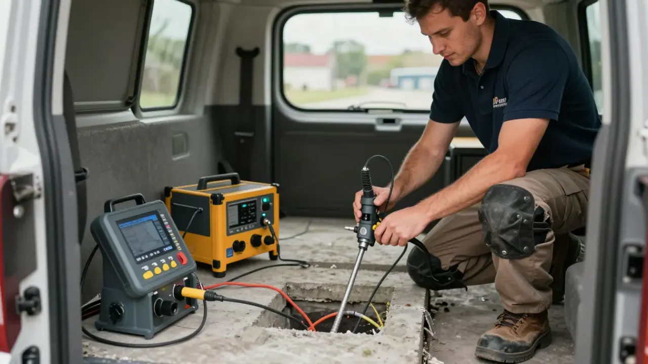 Slab leak detection in greenacres: organized and well-stocked interior of a service vehicle showing specialized leak